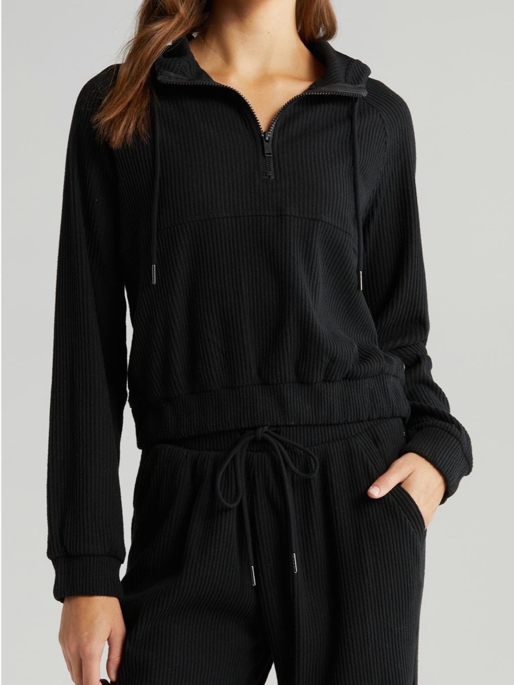 Zella Cozy Rib Half-Zip Hoodie